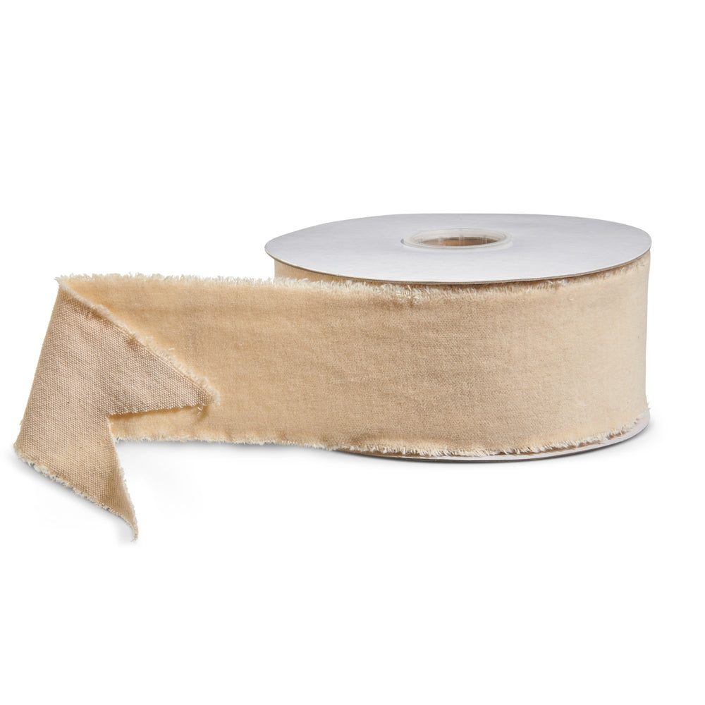 2.5" X 10 Yds Ivory Torn Edge Velvet Unwired Ribbon