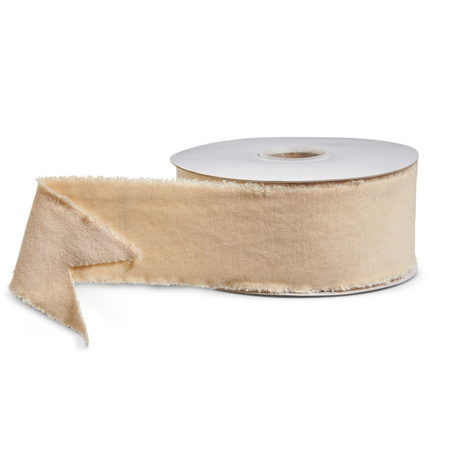 2.5" X 10 Yds Ivory Torn Edge Velvet Unwired Ribbon