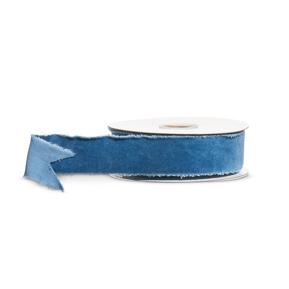1.5" X 10 Yds Light Blue Torn Edge Velvet Unwired Ribbon