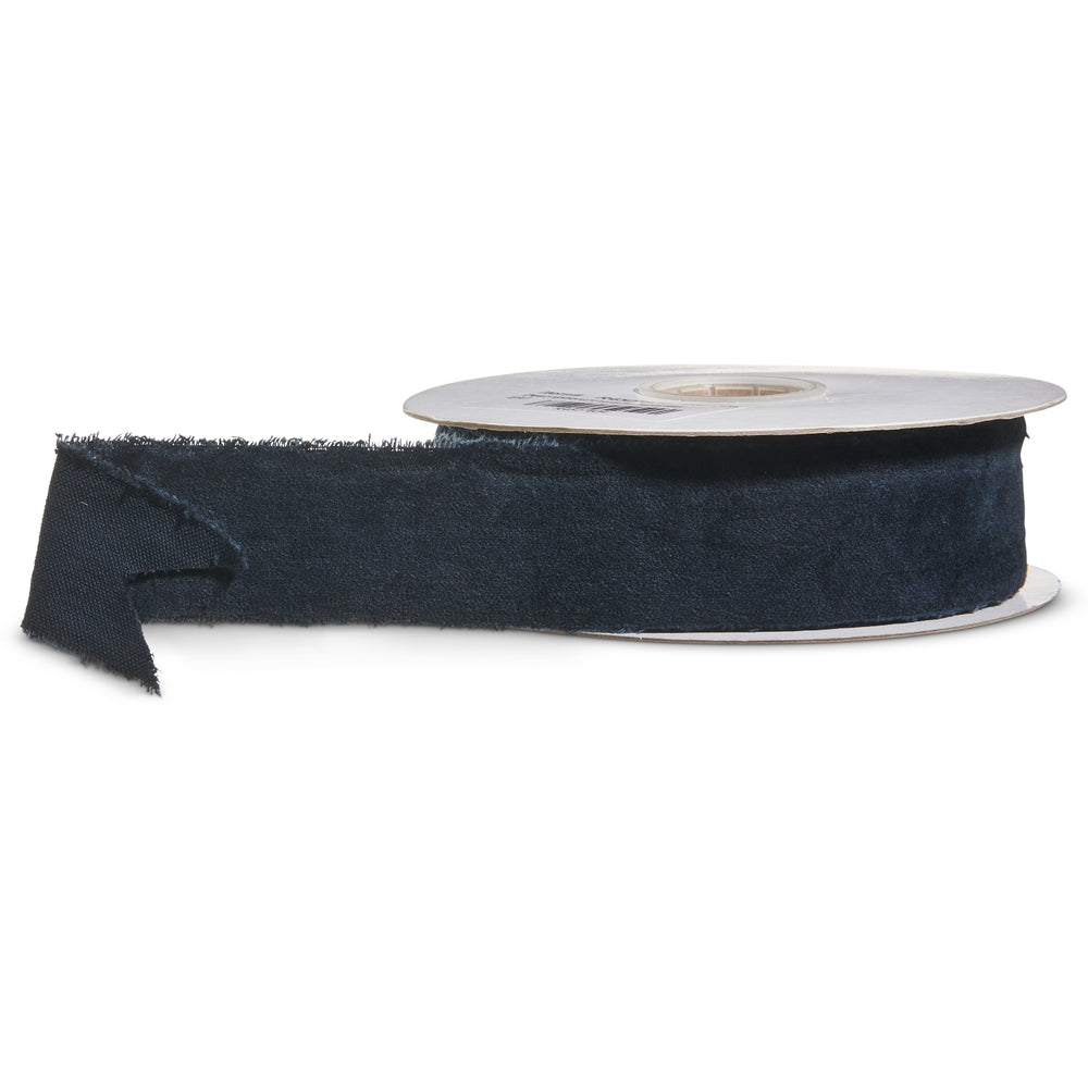 1.5" X 10 Yds Black Torn Edge Velvet Unwired Ribbon