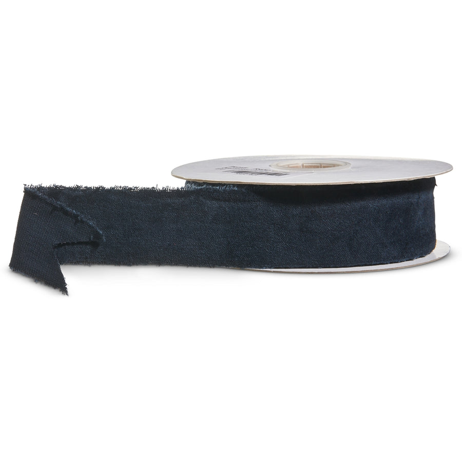 1.5" X 10 Yds Black Torn Edge Velvet Unwired Ribbon