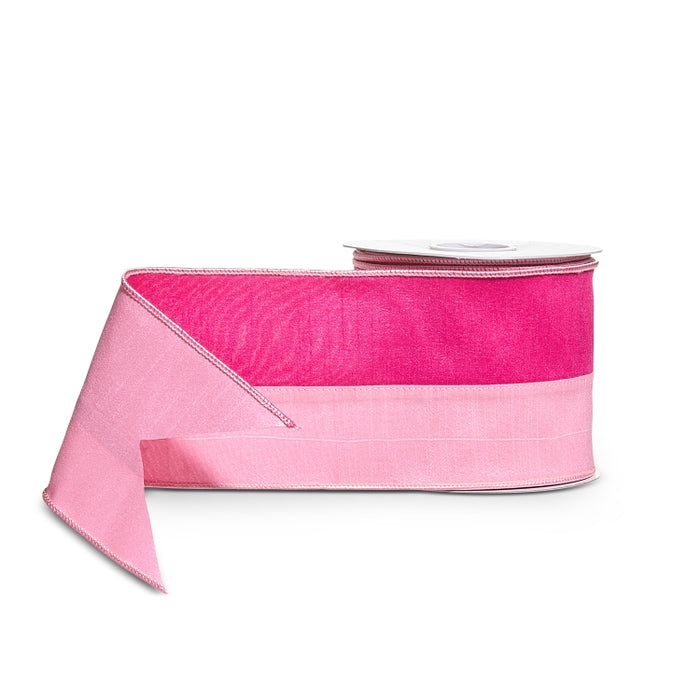 Pink Two Tone Wired Ribbon 4 Inch x 10 Yards Polyester