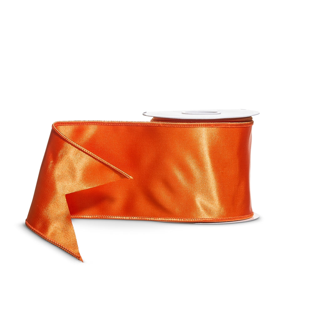 4" X 10 Yds Orange Wired Ribbon
