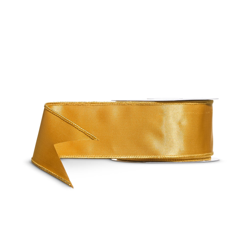 2.5" X 10 Yds Gold Satin Wired Ribbon