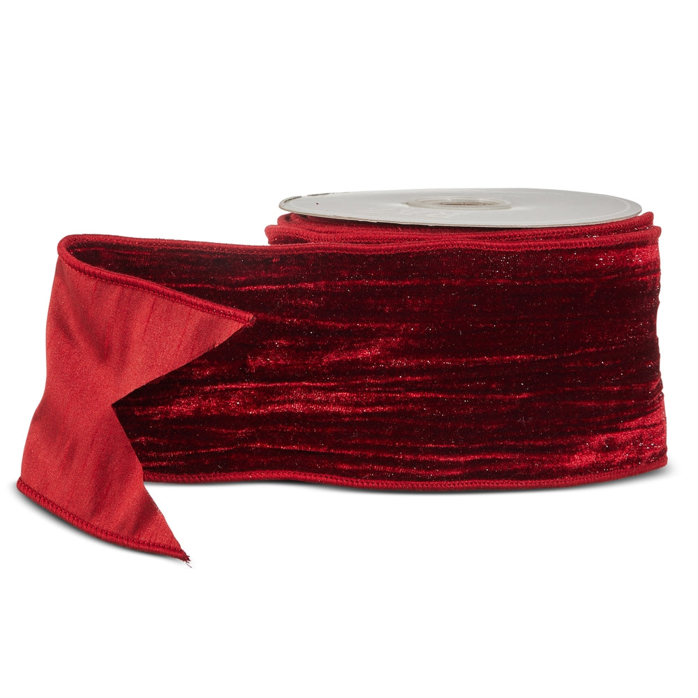 4" X 10 Yds Red Shimmer Burnout Wired Ribbon