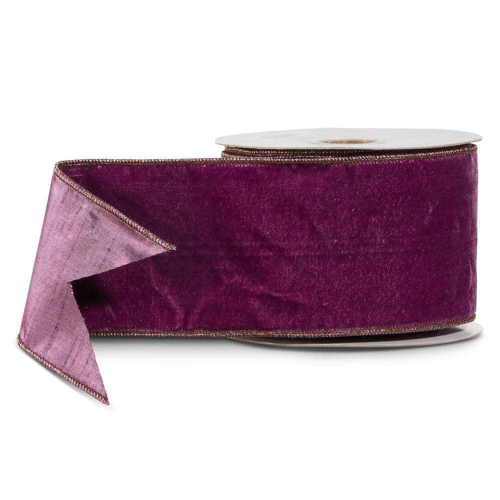 4" X 10 Yds Purple Velvet Wired Ribbon