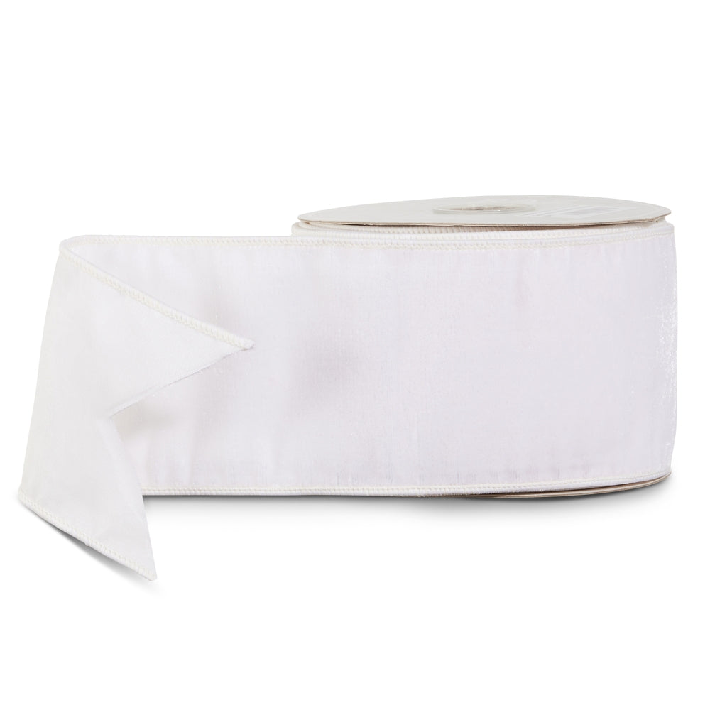 4" X 10 Yds Cream Velvet Wired Ribbon