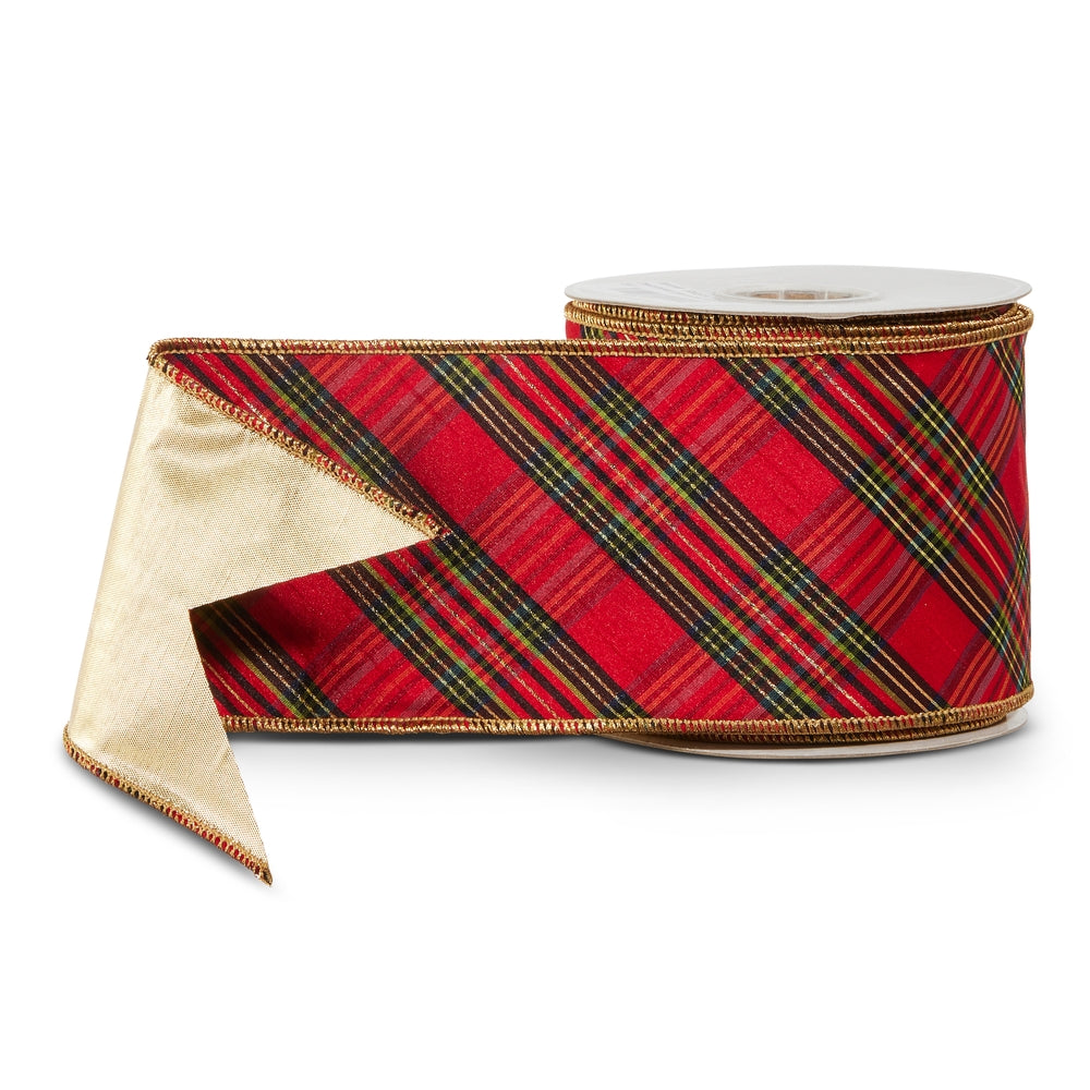 4" X 10 Yds Diagonal Plaid Wired Ribbon