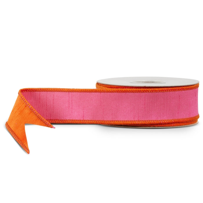 1.5" X 10 Yds Pink and Orange Wired Ribbon