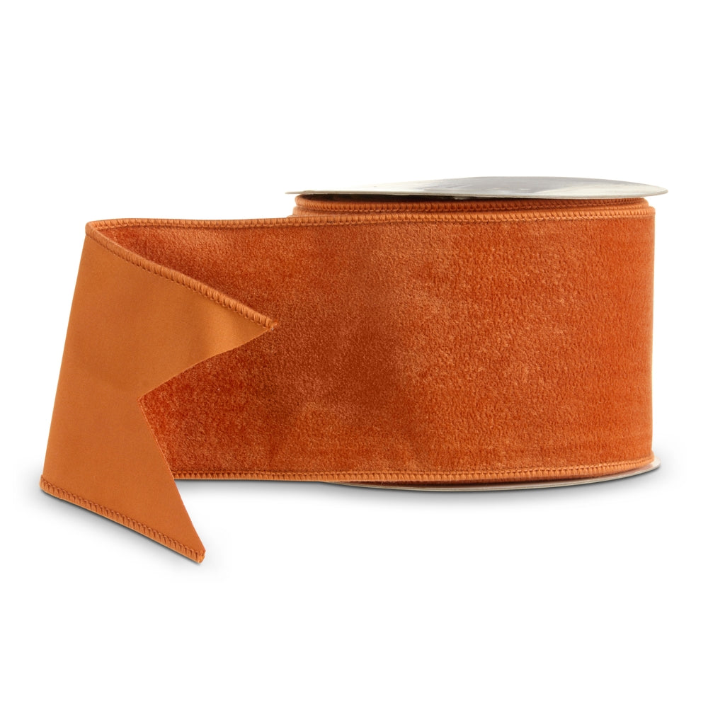 4" X 10 Yds Orange Velvet Wired Ribbon
