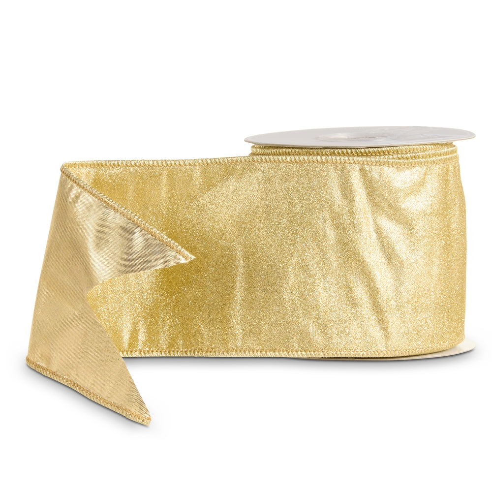4" X 10 Yds Gold Glittered Wired Ribbon