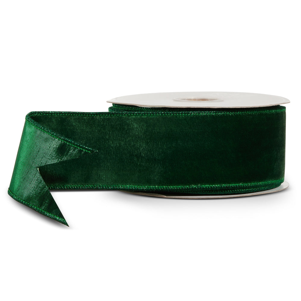 2.5" X 10 Yds Emerald Velvet Wired Ribbon
