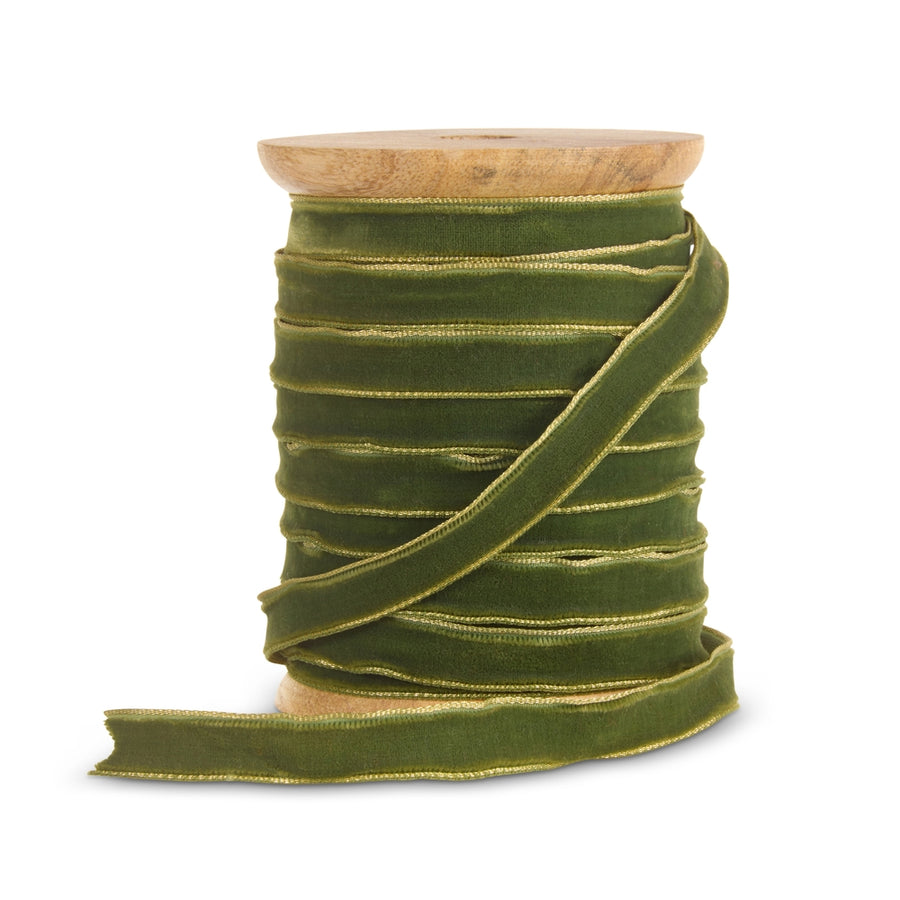 0.5" X 10 Yds Spool of Green With Gold Edge Ribbon