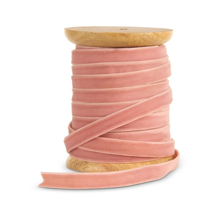0.25" X 10 Yds Spool of Light Pink Velvet Ribbon