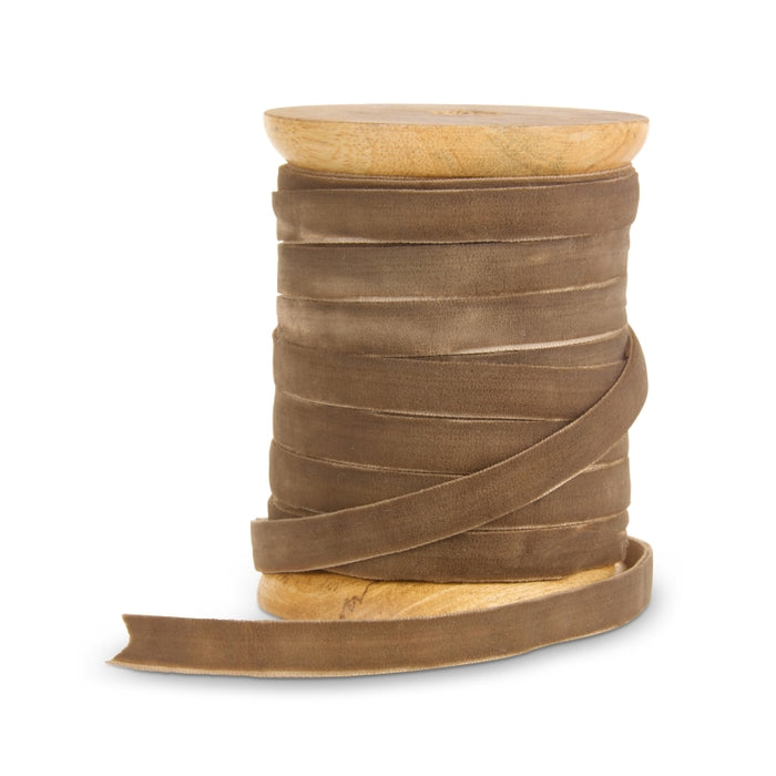 0.25" X 10 Yds Spool of Taupe Velvet Ribbon