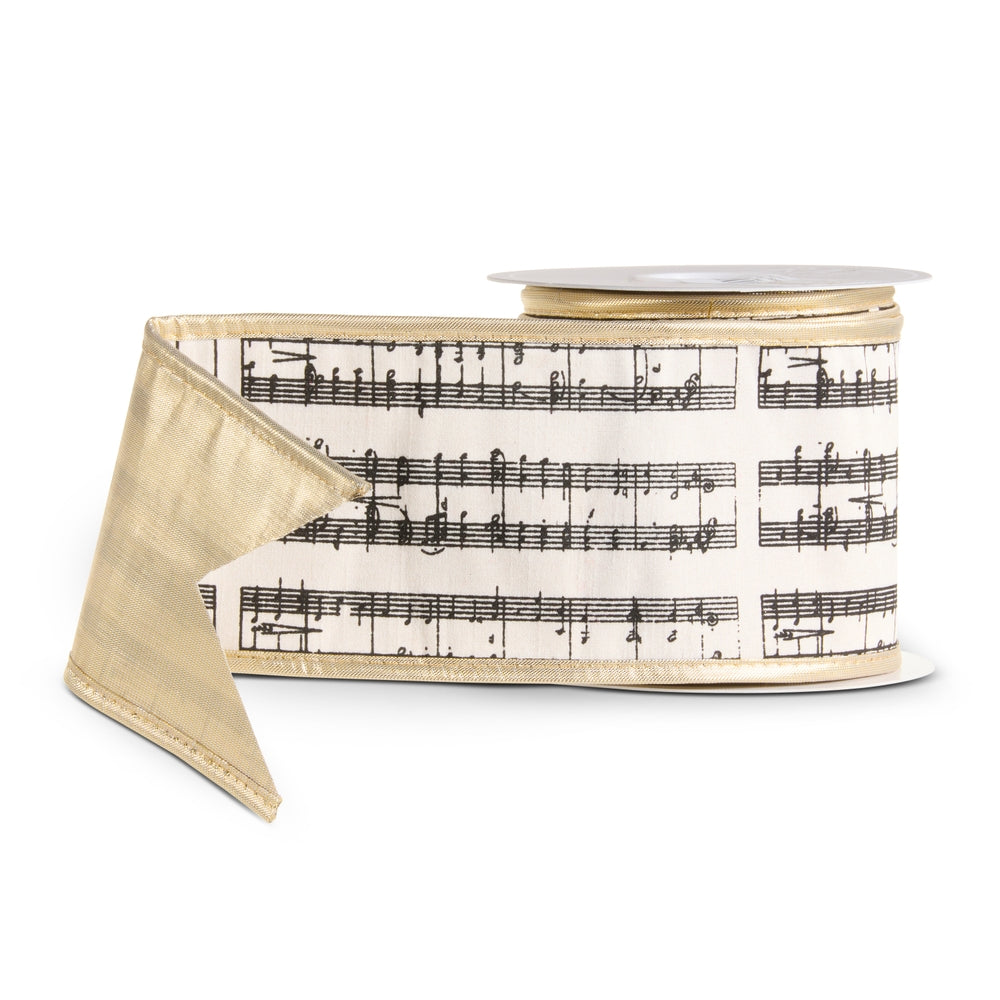 4" X 10 Yds Sheet Music Wired Ribbon