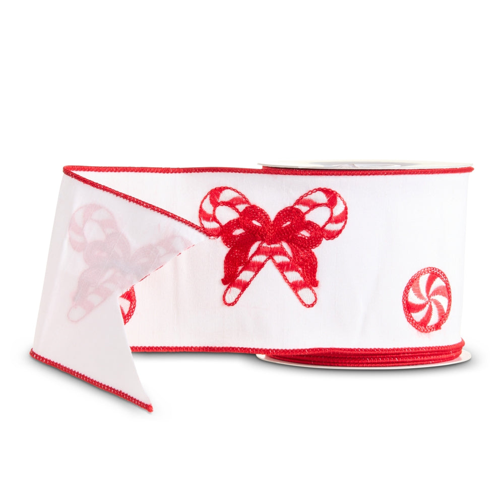 4" X 10 Yds Candy Cane Wired Ribbon
