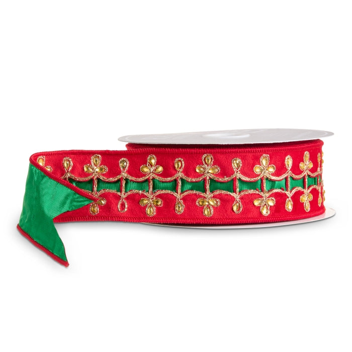 Wired Ribbon Red and Green 2.5 Inch x 10 Yards Polyester