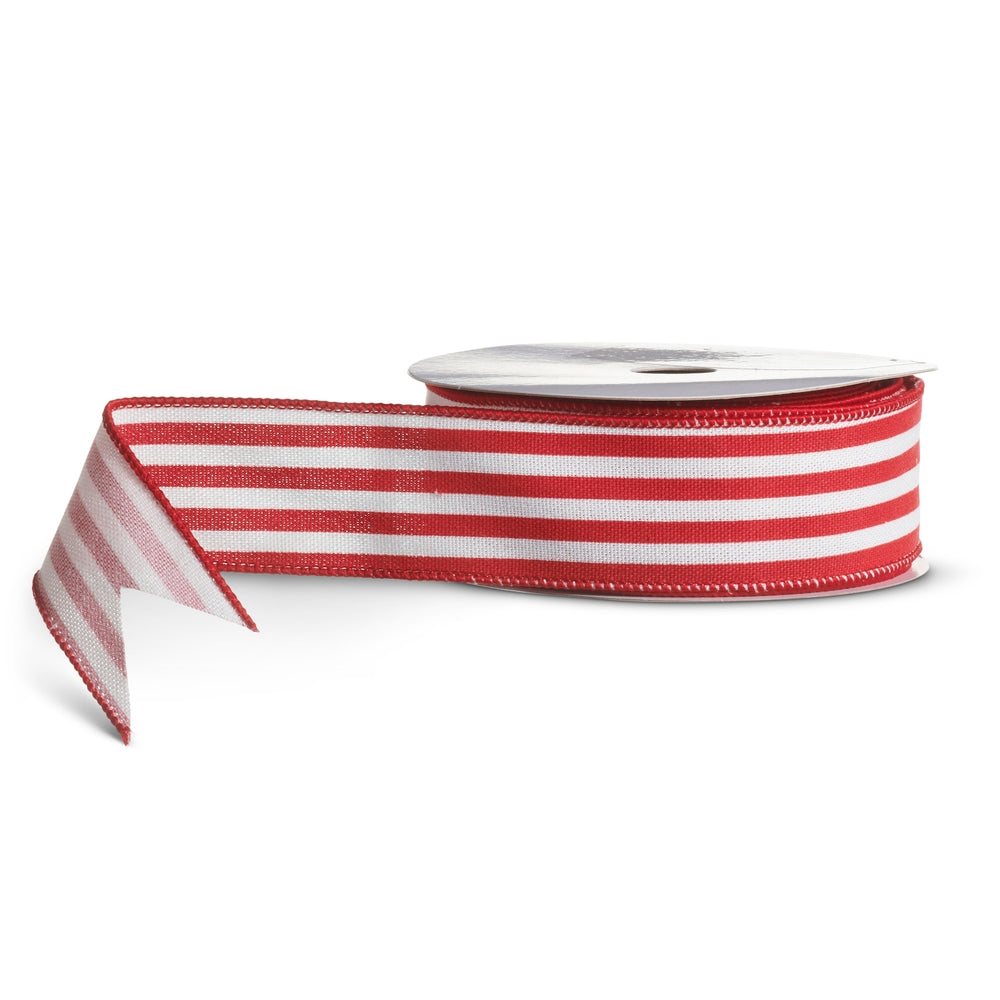 1.5" X 10 Yds Red and White Stripe Ribbon