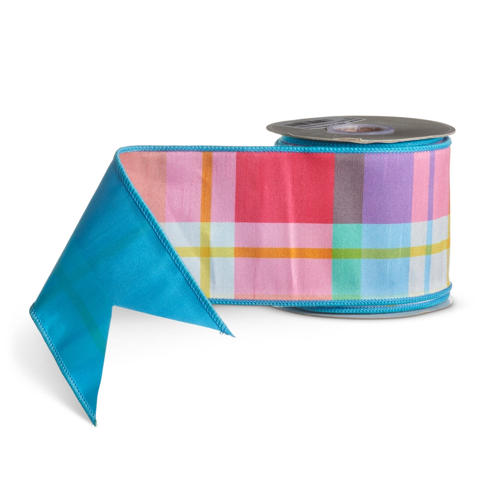 4" X 5 Yds Madras Plaid Wired Ribbon