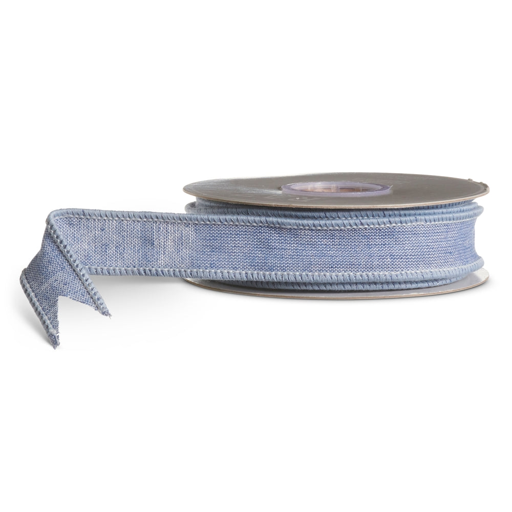 1" X 5 Yds Blue Chambray Wired Ribbon