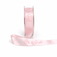 1 Inch “It’s a..” Baby Print Satin Ribbon – RD17 – PINK – IT’S A GIRL