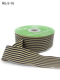 1.5 Inch Woven Grosgrain Stripe Ribbon with Woven Edge – RG-5-10 BLACK/OATMEAL STRIPES