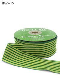 1.5 Inch Woven Grosgrain Stripe Ribbon with Woven Edge – RG-5-15 GREEN/PARROT GREEN (NEW)