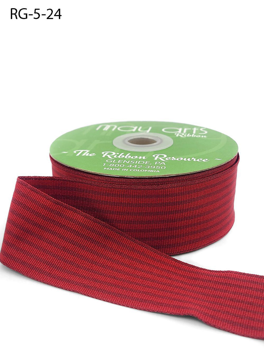 1.5 Inch Woven Grosgrain Stripe Ribbon with Woven Edge – RG-5-24 BURGUNDY/DEEP RED (NEW)