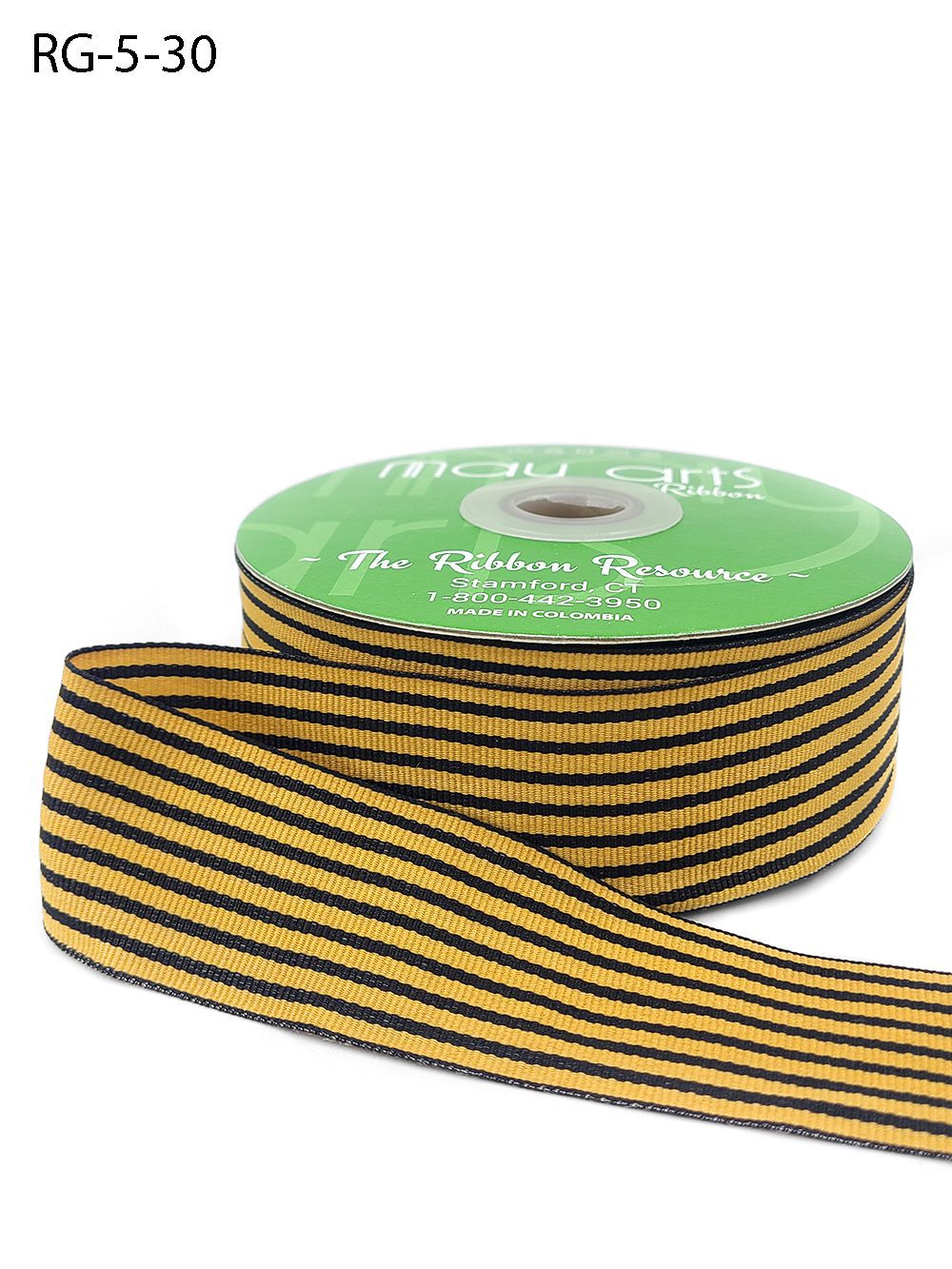 1.5 Inch Woven Grosgrain Stripe Ribbon with Woven Edge – RG-5-30 BLACK/GOLD (NEW)