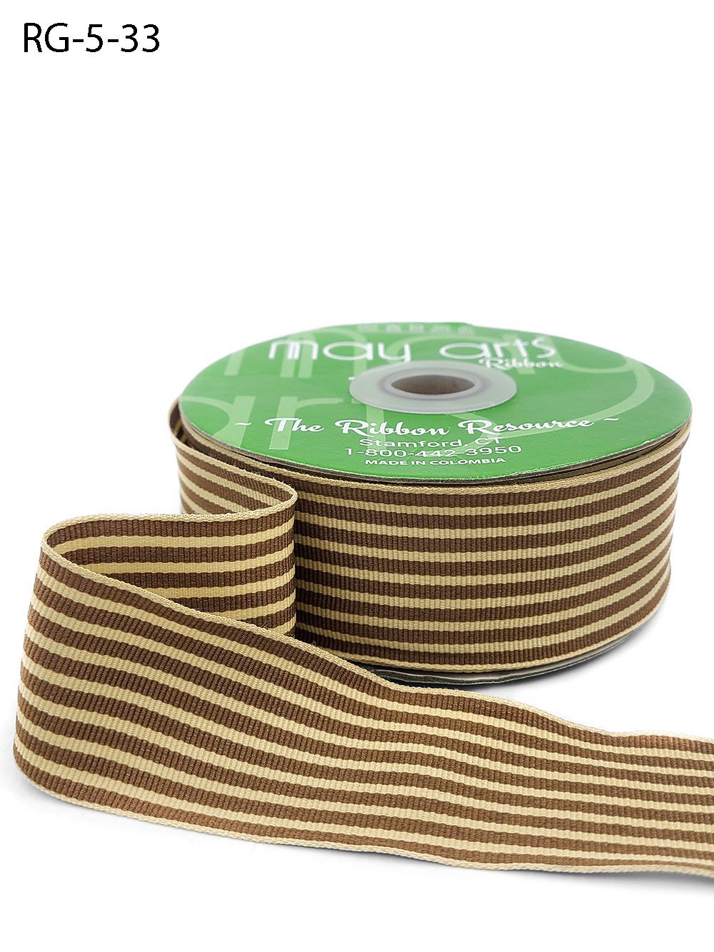 1.5 Inch Woven Grosgrain Stripe Ribbon with Woven Edge – RG-5-33 BROWN/OATMEAL STRIPES
