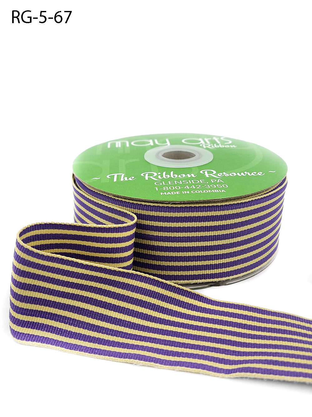 1.5 Inch Woven Grosgrain Stripe Ribbon with Woven Edge – RG-5-67 PURPLE/OATMEAL STRIPES