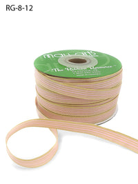 3/8 Inch Woven Grosgrain Stripe Ribbon with Woven Edge – RG-8-12 – LIGHT PINK/IVORY STRIPES