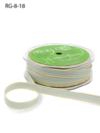 3/8 Inch Woven Grosgrain Stripe Ribbon with Woven Edge – RG-8-18 – LIGHT BLUE/OATMEAL STRIPES