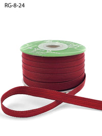 3/8 Inch Woven Grosgrain Stripe Ribbon with Woven Edge – RG-8-24 BURGUNDY/DEEP RED (NEW)
