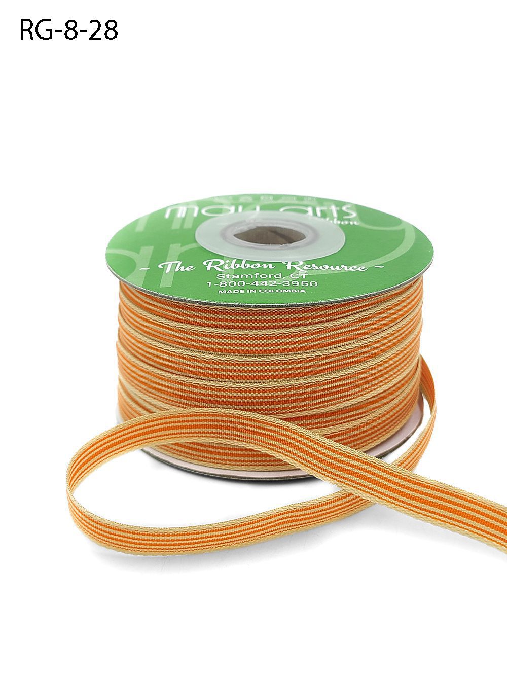 3/8 Inch Woven Grosgrain Stripe Ribbon with Woven Edge – RG-8-28 – ORANGE/OATMEAL STRIPES