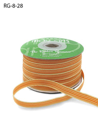 3/8 Inch Woven Grosgrain Stripe Ribbon with Woven Edge – RG-8-28 – ORANGE/OATMEAL STRIPES