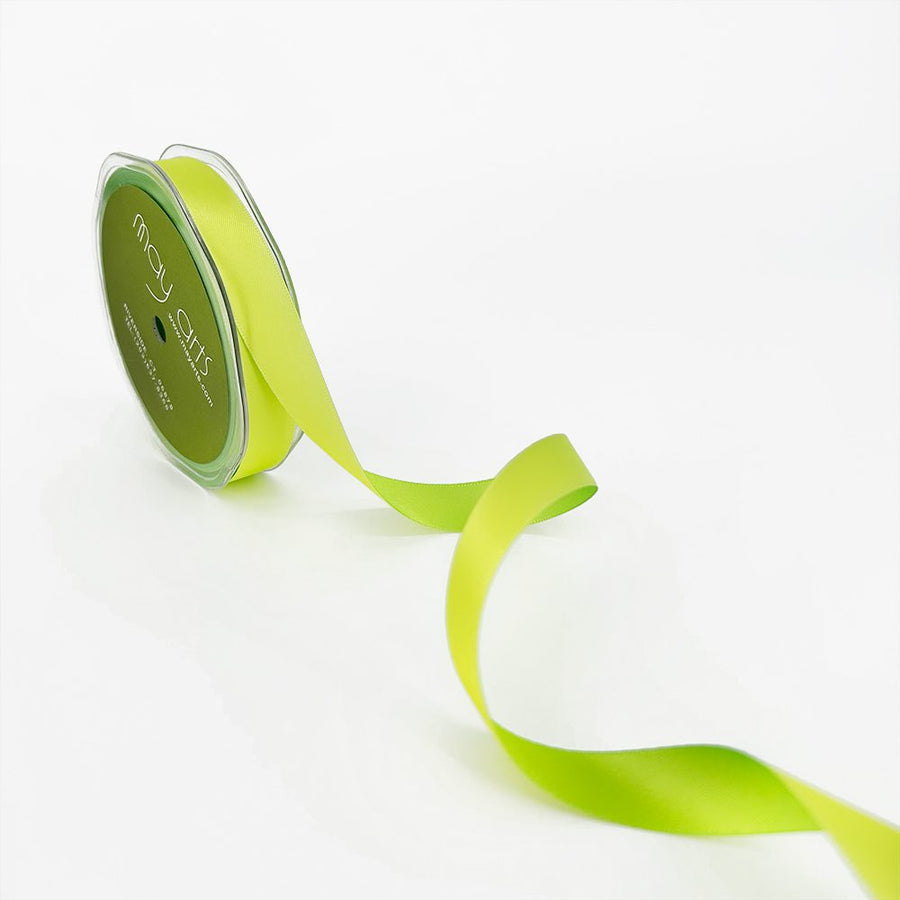 5/8 Inch Two-Color Reversible Satin with Woven Edge – RP29 – PARROT GREEN/LIME