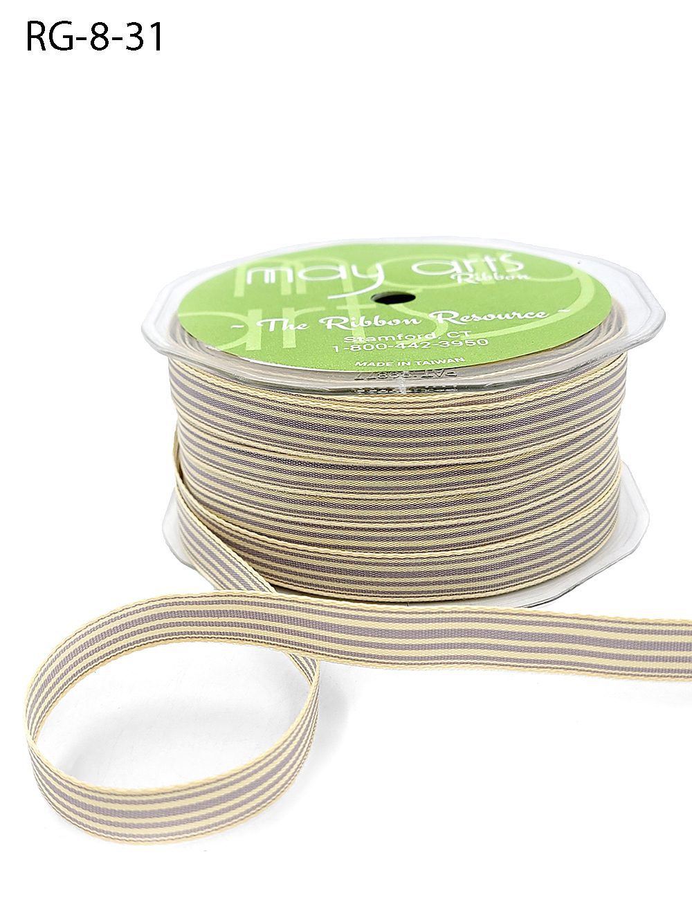 3/8 Inch Woven Grosgrain Stripe Ribbon with Woven Edge – RG-8-31 GREY/OATMEAL STRIPES