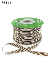 3/8 Inch Woven Grosgrain Stripe Ribbon with Woven Edge – RG-8-33 – BROWN/OATMEAL STRIPES