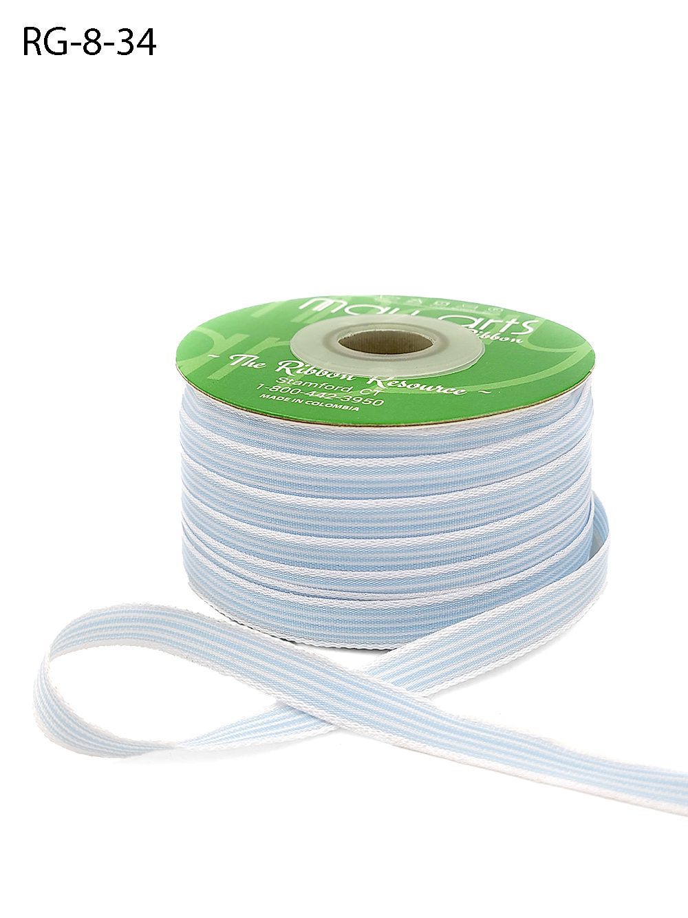 3/8 Inch Woven Grosgrain Stripe Ribbon with Woven Edge – RG-8-34 – LIGHT BLUE/WHITE STRIPES