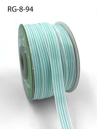 3/8 Inch Woven Grosgrain Stripe Ribbon with Woven Edge – RG-8-94 ROBIN EGG BLUE/WHITE STRIPES