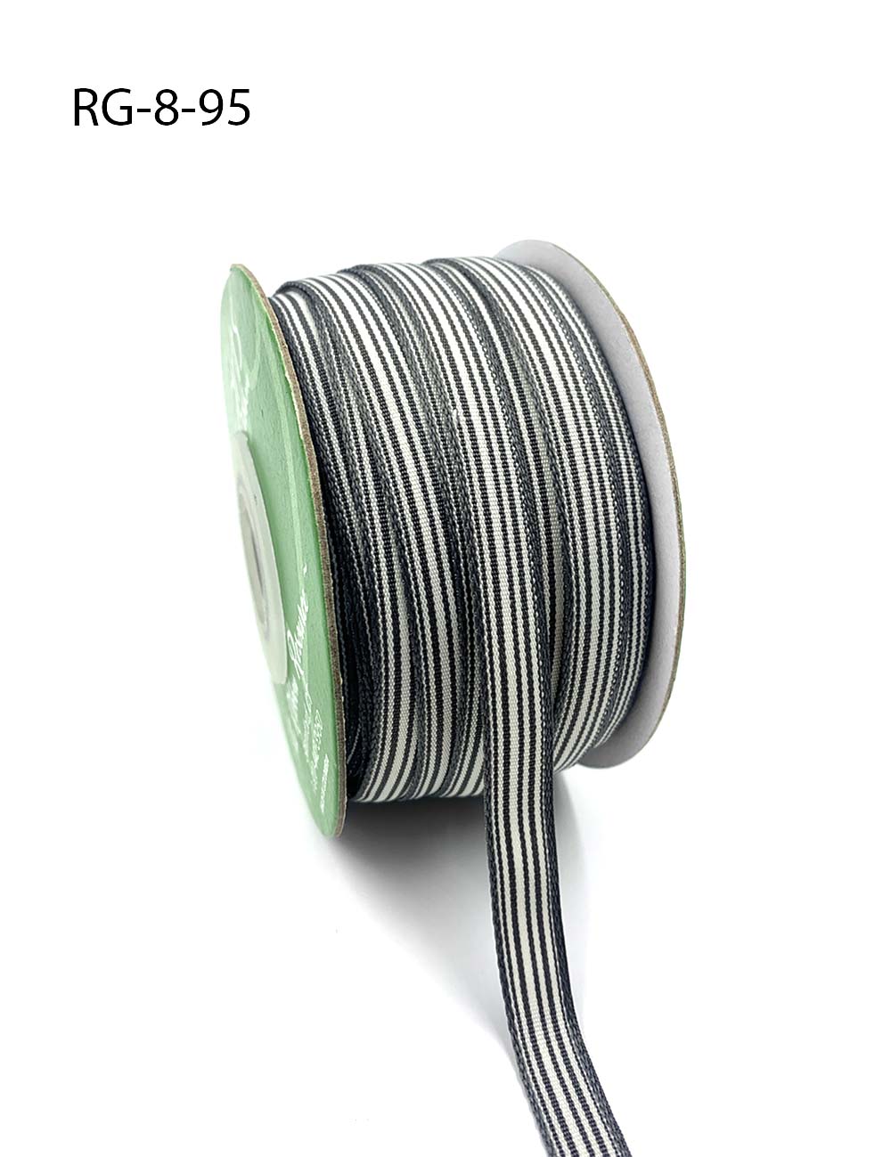 3/8 Inch Woven Grosgrain Stripe Ribbon with Woven Edge – RG-8-95 CHARCOAL/IVORY (NEW)