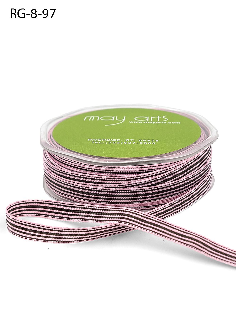 3/8 Inch Woven Grosgrain Stripe Ribbon with Woven Edge – RG-8-97 – PINK/BROWN STRIPES