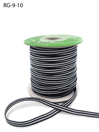 3/16 Inch Woven Grosgrain Stripe Ribbon with Woven Edge – RG-9-10 BLACK/WHITE STRIPES
