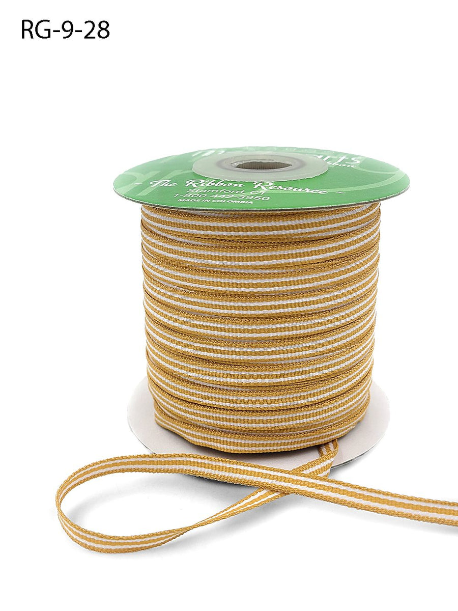 3/16 Inch Woven Grosgrain Stripe Ribbon with Woven Edge – RG-9-76 BUTTERSCOTCH/WHITE STRIPES