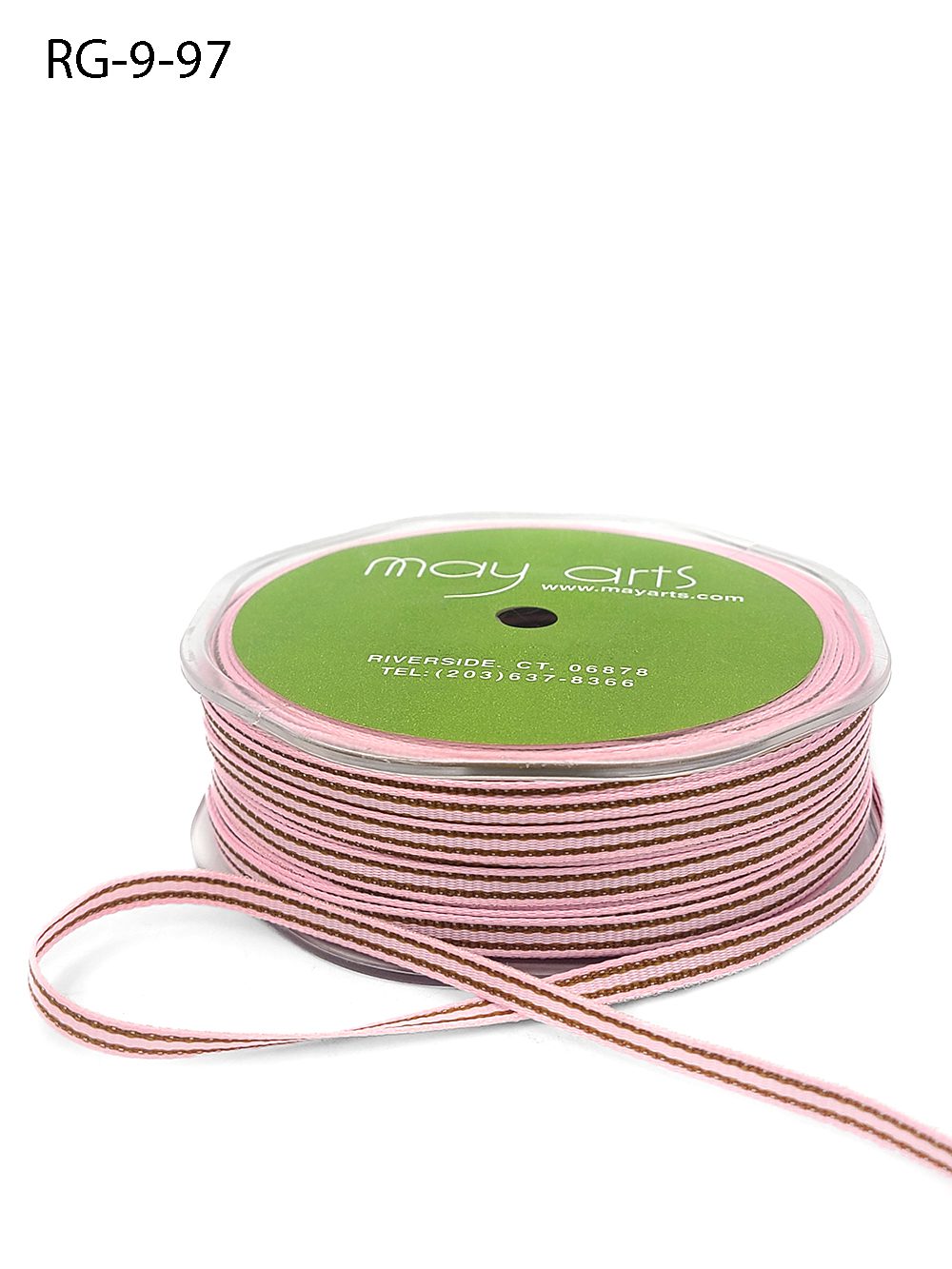 3/16 Inch Woven Grosgrain Stripe Ribbon with Woven Edge – RG-9-97 PINK/BROWN STRIPES