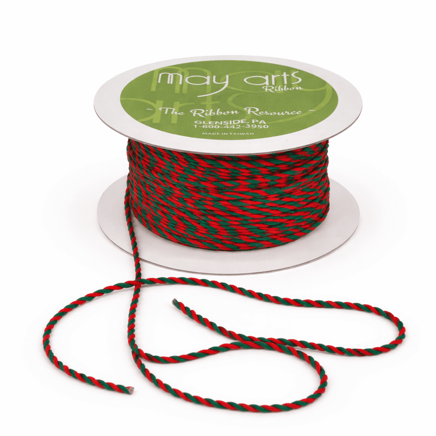 1/16 Inch Christmas Twisted Rope Cord Ribbon – RJ15 – RED/GREEN