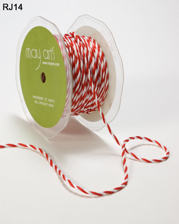 1/4 Inch Christmas Twisted Rope Cord Ribbon – RJ14 – RED/WHITE