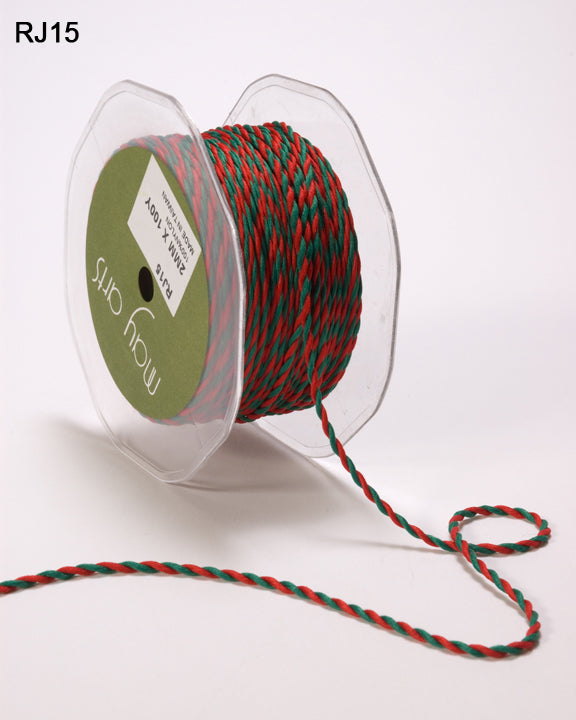 1/4 Inch Christmas Twisted Rope Cord Ribbon – RJ15 – RED/GREEN